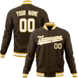 Custom Brown & White Solid Color Varsity Jacket JA01240607YX064