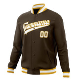 Custom Brown & White Solid Color Varsity Jacket JA01240607YX064