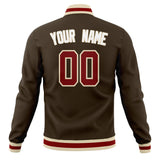 Custom Brown & White Solid Color Varsity Jacket JA01240607YX065