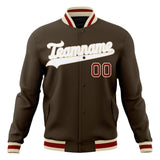 Custom Brown & White Solid Color Varsity Jacket JA01240607YX065