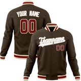 Custom Brown & White Solid Color Varsity Jacket