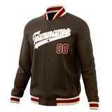 Custom Brown & White Solid Color Varsity Jacket JA01240607YX065