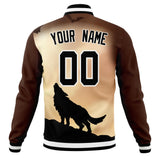 Custom Brown & Black Wolf Fullmoon Party 3D Varsity Jacket JA01240607YX066