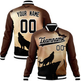 Custom Brown & Black Wolf Fullmoon Party 3D Varsity Jacket JA01240607YX066