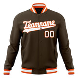 Custom Brown & White Solid Color Varsity Jacket JA01240607YX067