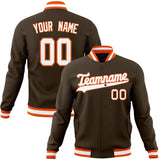 Custom Brown & White Solid Color Varsity Jacket JA01240607YX067