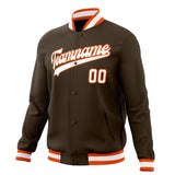 Custom Brown & White Solid Color Varsity Jacket JA01240607YX067