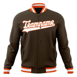 Custom Brown & White Solid Color Varsity Jacket JA01240607YX068