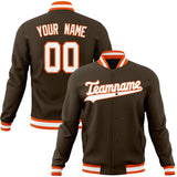 Custom Brown & White Solid Color Varsity Jacket JA01240607YX068