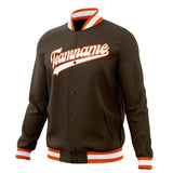 Custom Brown & White Solid Color Varsity Jacket JA01240607YX068