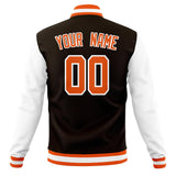 Custom Brown & White Solid Color Varsity Jacket JA01240607YX069