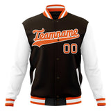 Custom Brown & White Solid Color Varsity Jacket JA01240607YX069