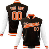 Custom Brown & White Solid Color Varsity Jacket