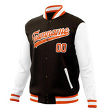 Custom Brown & White Solid Color Varsity Jacket JA01240607YX069