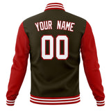 Custom Brown & Red Solid Color Varsity Jacket JA01240607YX070