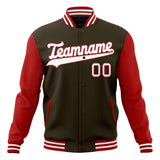 Custom Brown & Red Solid Color Varsity Jacket JA01240607YX070