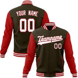 Custom Brown & Red Solid Color Varsity Jacket