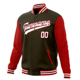 Custom Brown & Red Solid Color Varsity Jacket JA01240607YX070