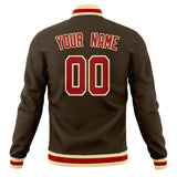 Custom Brown & Red Solid Color Varsity Jacket JA01240607YX071