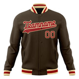 Custom Brown & Red Solid Color Varsity Jacket JA01240607YX071