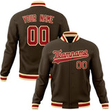 Custom Brown & Red Solid Color Varsity Jacket JA01240607YX071