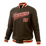 Custom Brown & Red Solid Color Varsity Jacket JA01240607YX071