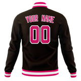 Custom Brown & Pink Solid Color Varsity Jacket JA01240607YX072