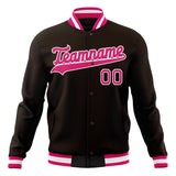 Custom Brown & Pink Solid Color Varsity Jacket JA01240607YX072