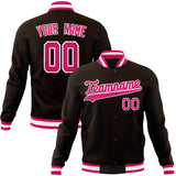 Custom Brown & Pink Solid Color Varsity Jacket JA01240607YX072