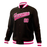 Custom Brown & Pink Solid Color Varsity Jacket JA01240607YX072