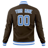 Custom Brown & Light-Blue Solid Color Varsity Jacket JA01240607YX073