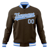 Custom Brown & Light-Blue Solid Color Varsity Jacket JA01240607YX073