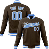 Custom Brown & Light-Blue Solid Color Varsity Jacket