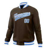 Custom Brown & Light-Blue Solid Color Varsity Jacket JA01240607YX073