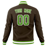 Custom Brown & Neon-Green Solid Color Varsity Jacket JA01240607YX074