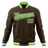 Custom Brown & Neon-Green Solid Color Varsity Jacket JA01240607YX074