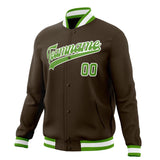 Custom Brown & Neon-Green Solid Color Varsity Jacket JA01240607YX074