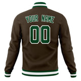 Custom Brown & Kelly-Green Solid Color Varsity Jacket JA01240607YX075