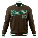 Custom Brown & Kelly-Green Solid Color Varsity Jacket JA01240607YX075