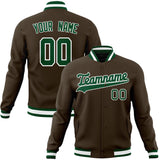 Custom Brown & Kelly-Green Solid Color Varsity Jacket