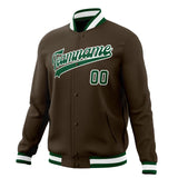 Custom Brown & Kelly-Green Solid Color Varsity Jacket JA01240607YX075