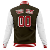 Custom Brown & White Solid Color Varsity Jacket JA01240607YX076