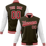 Custom Brown & White Solid Color Varsity Jacket JA01240607YX076