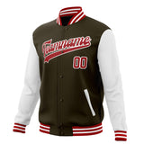 Custom Brown & White Solid Color Varsity Jacket JA01240607YX076