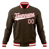 Custom Brown & White Solid Color Varsity Jacket JA01240607YX077