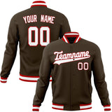 Custom Brown & White Solid Color Varsity Jacket