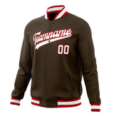 Custom Brown & White Solid Color Varsity Jacket JA01240607YX077