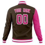 Custom Brown & Pink Split Varsity Jacket JA01240607YX079