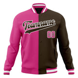 Custom Brown & Pink Split Varsity Jacket JA01240607YX079