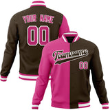 Custom Brown & Pink Split Varsity Jacket